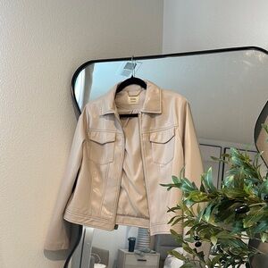 Elle Tahari Beige Leather Jacket